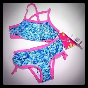 Pink Platinum Girl's Size 24 Months Mermaid Blue UV Ceritified Swim Bathing Suit